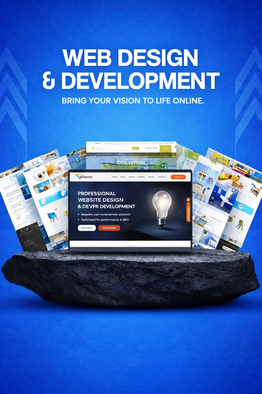Web design and development – responsive business website layouts shown on a laptop