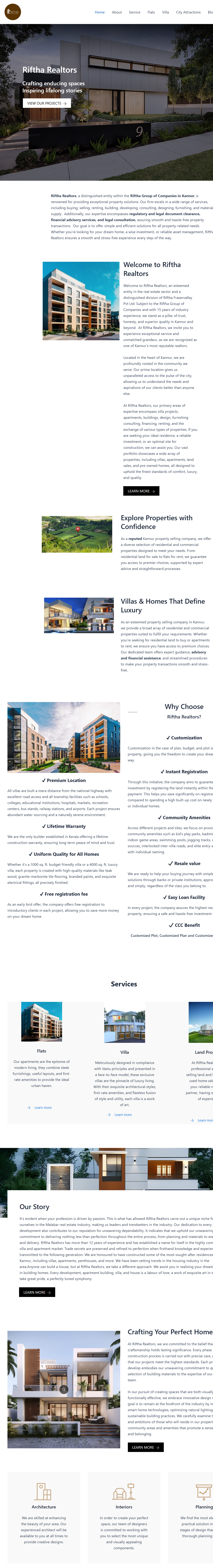 Riftha Realtors Website Screenshot